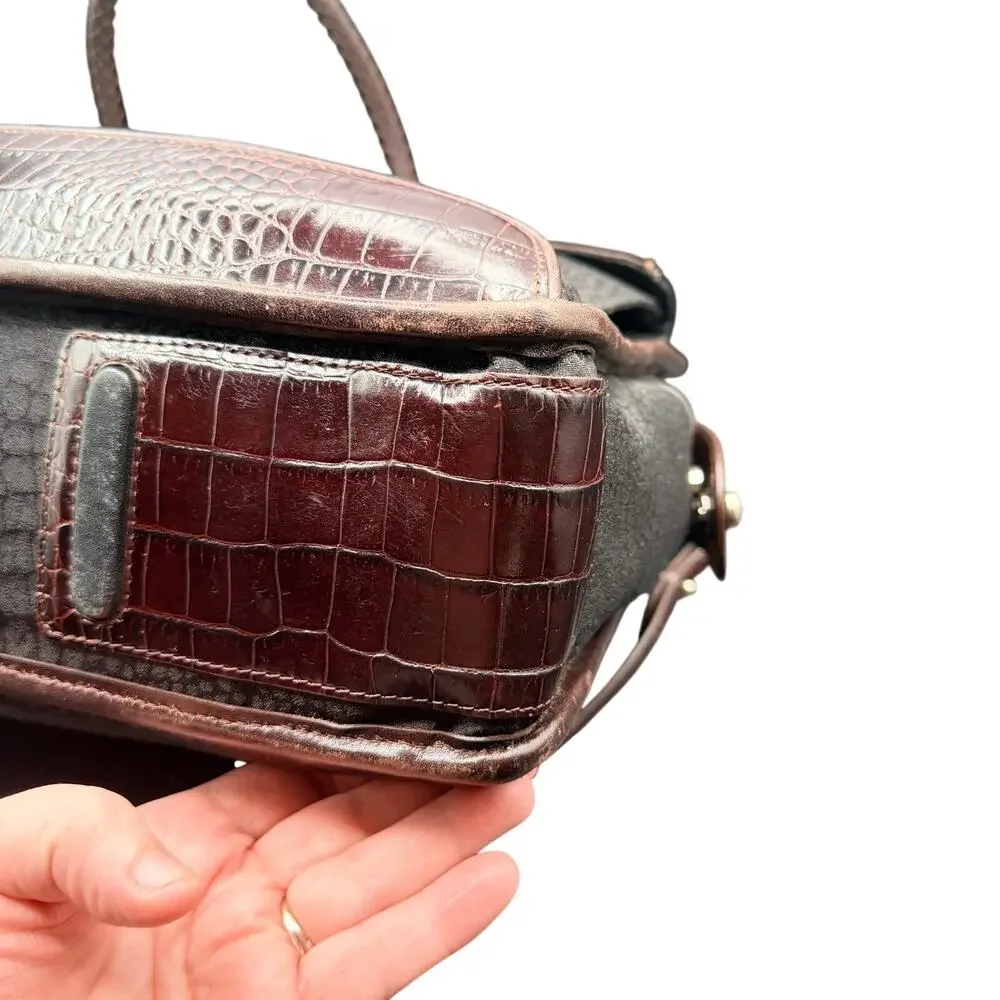 Brighton for Business Martha Leather Laptop Briefcase Croc Trim Work Bag